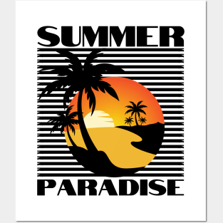 Summer Paradise. Summertime, Fun Time. Fun Summer, Beach, Sand, Surf Retro Vintage Design. Posters and Art